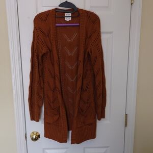 Hippie Rose Rust Open Knit Cardigan